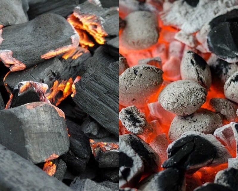 morceaux briquettes charbon